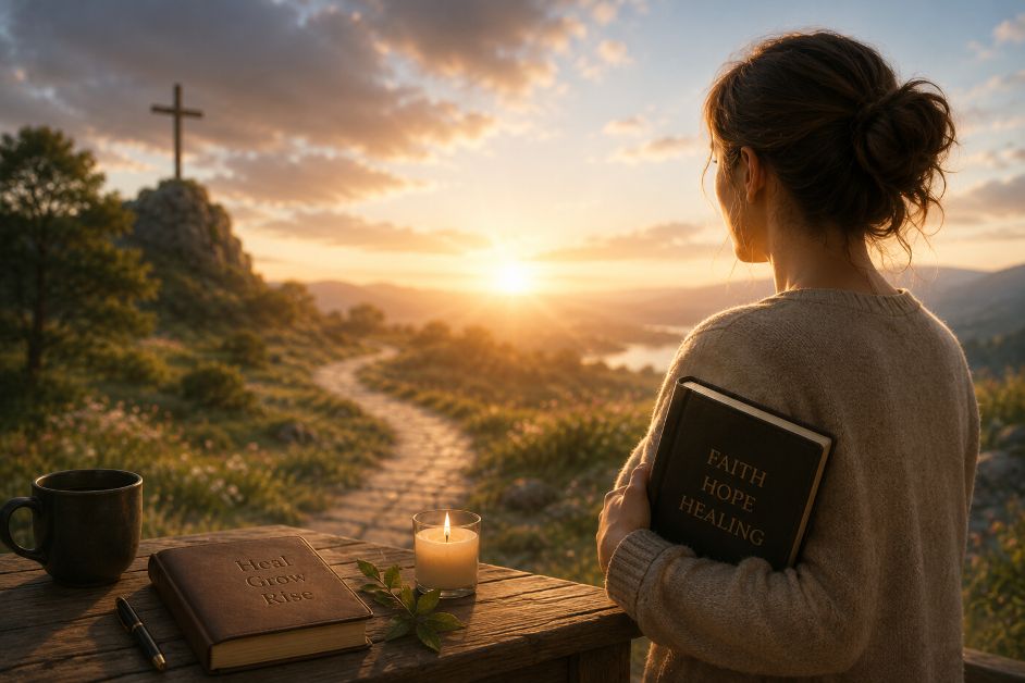 PTSD recovery through personal faith PTSD recovery through personal faith with woman walking toward light and hope after trauma
