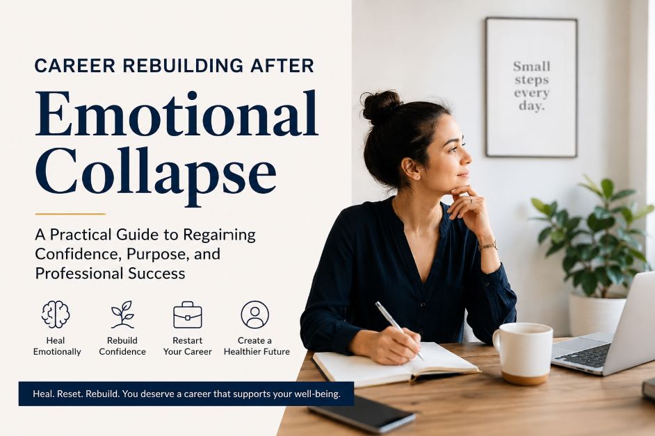 Career Rebuilding After Emotional Collapse Career rebuilding after emotional collapse with professional regaining confidence at work